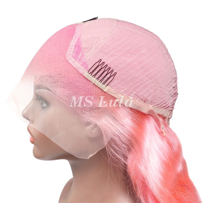 Pink Color 13x4 Transparent Lace Front Wigs Body Wave - 图片 7